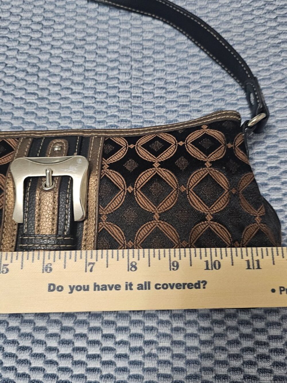 Worthington Y2K Black Gold Brown Small Shoulder Bag - 11x5x3.5 inches - Picture 6 of 7